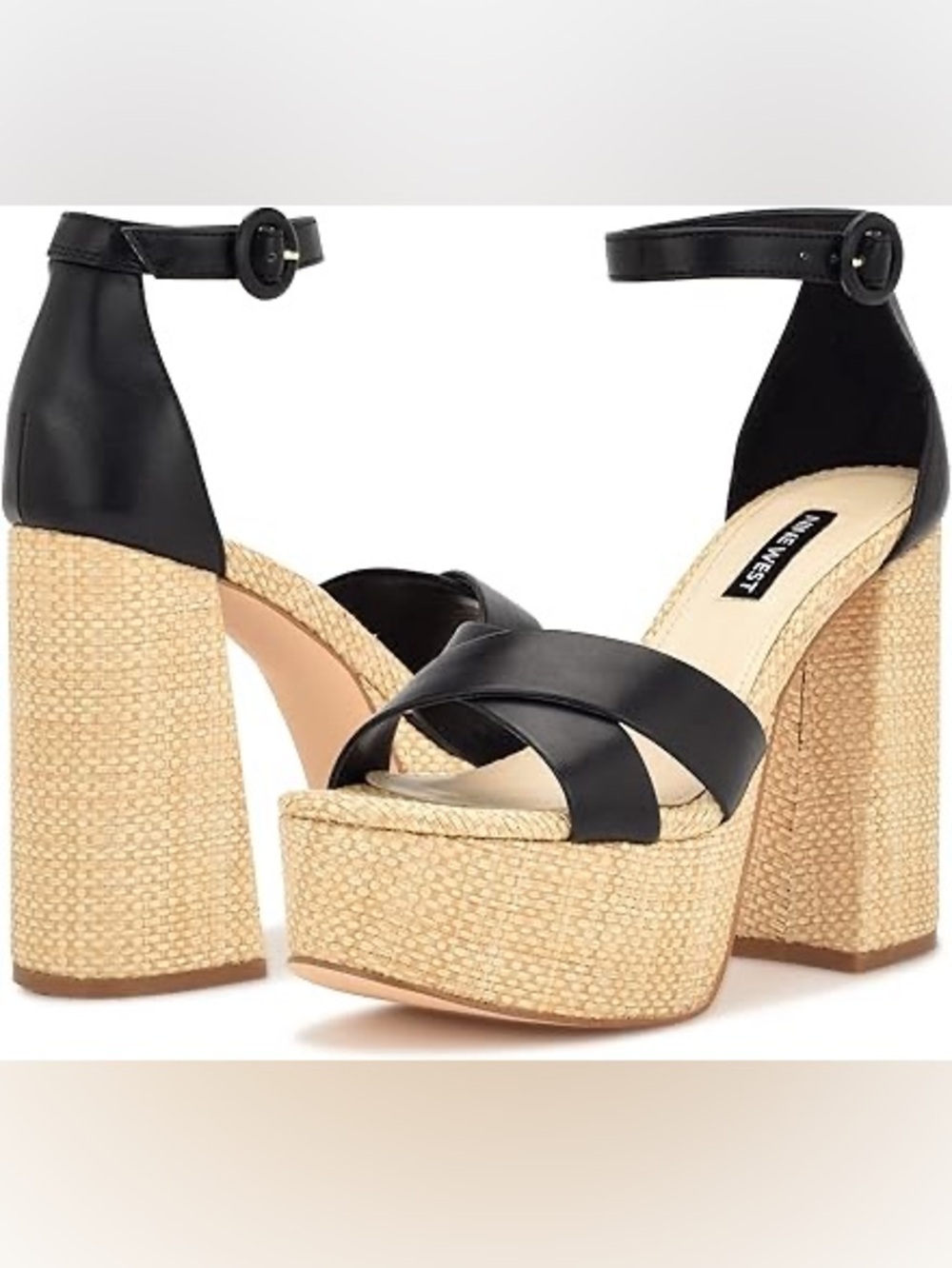 New Nine West Willie Platform Sandals in Black Size 9
